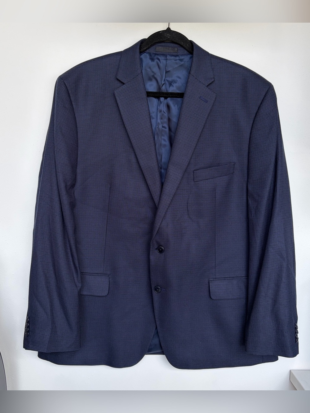 $295 Michael Kors Men's Classic-Fit Blue/Navy Micro Check Sport Coat Blazer 48R